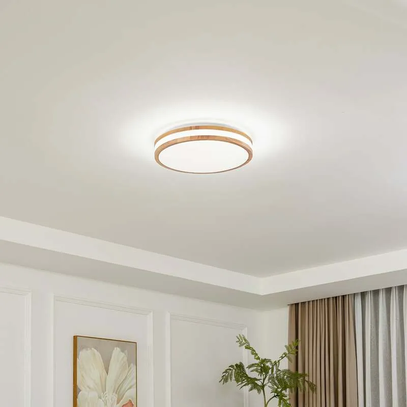 B-Ware Lindby Deckenlampe Leuchte Emiva LED Lampe dimmbar Holz hell Ø40cm CCT