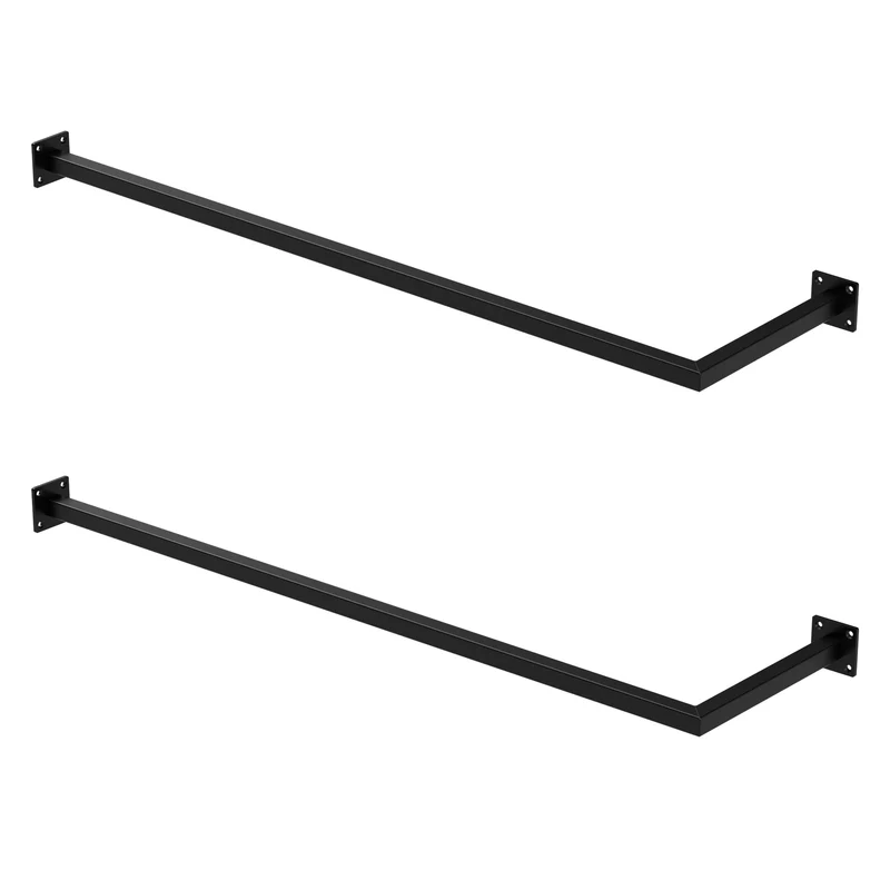 Kleiderstange Ecke Garderobe Wandmontage Schwarz aus Stahl ML-Design