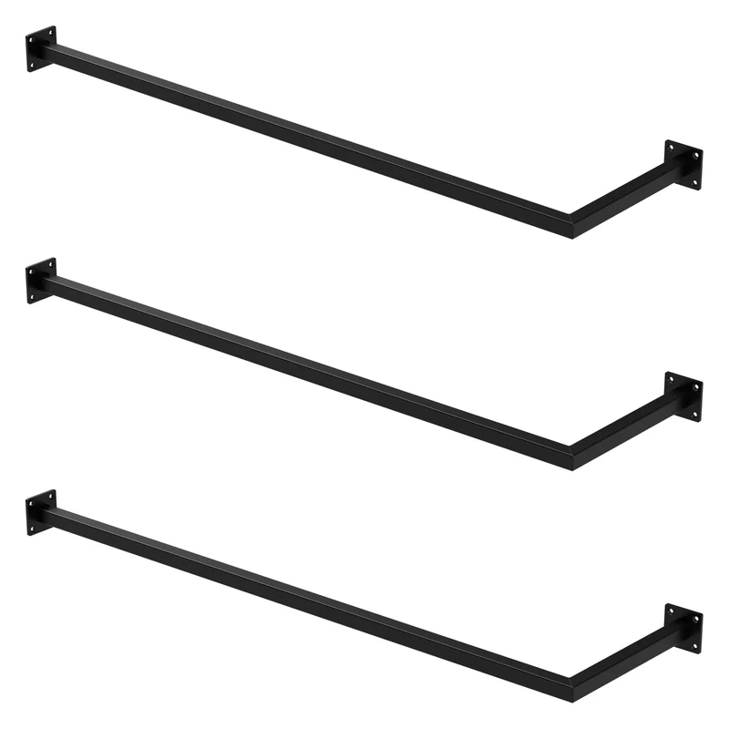 Kleiderstange Ecke Garderobe Wandmontage Schwarz aus Stahl ML-Design
