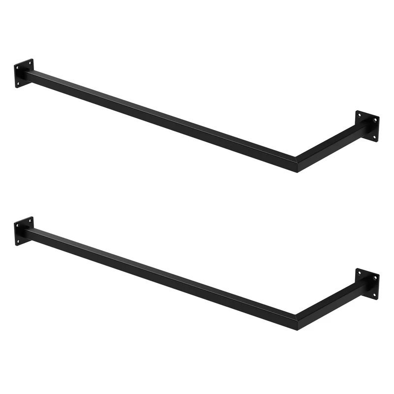 Kleiderstange Ecke Garderobe Wandmontage Schwarz aus Stahl ML-Design
