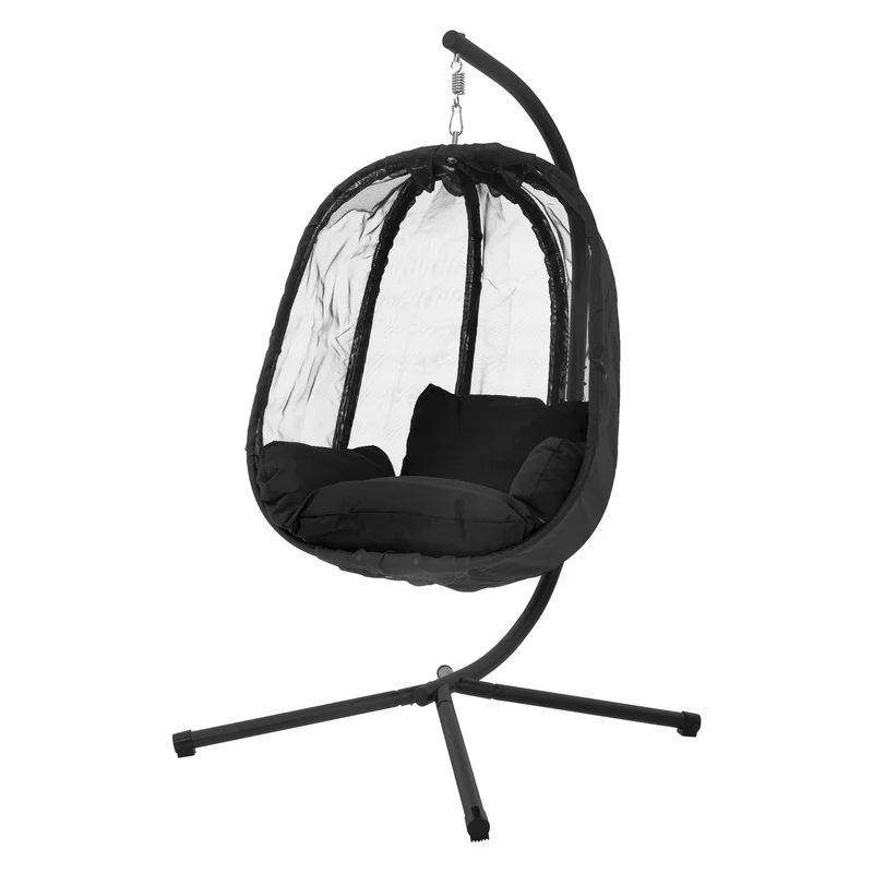 Hängesessel cm mit Gestell aus Stahl 100x105x177 und Sitzkissen 150kg ML-Design