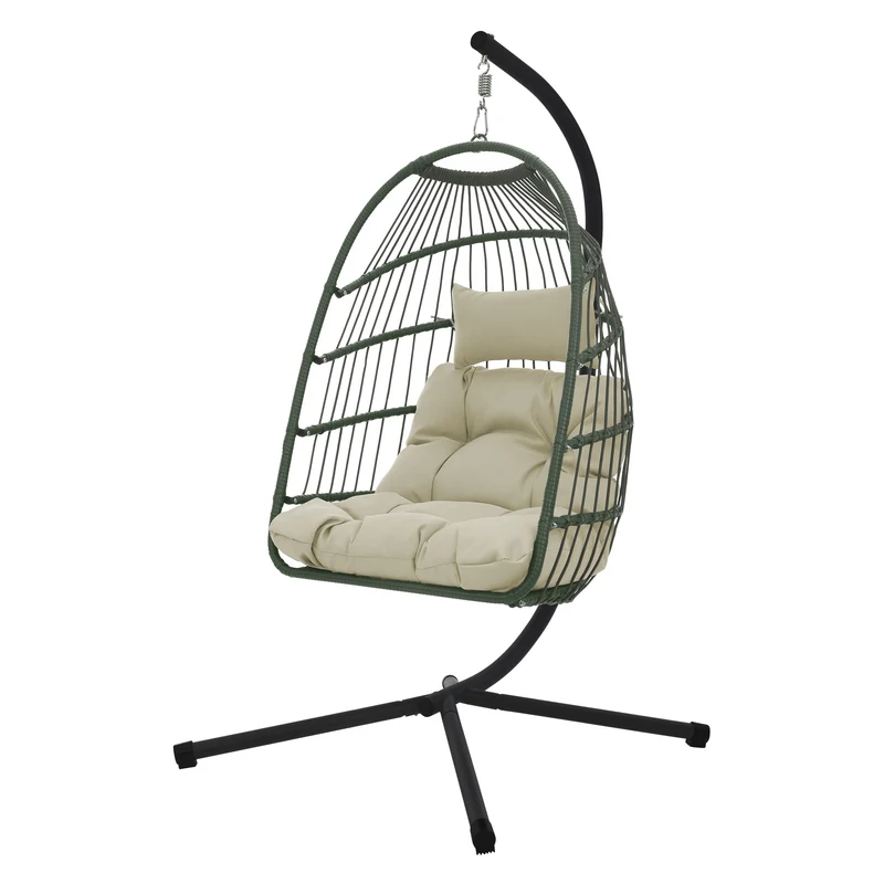 Hängesessel 100x105x195 cm aus Polyester mit Gestell und Kissen ML-Design