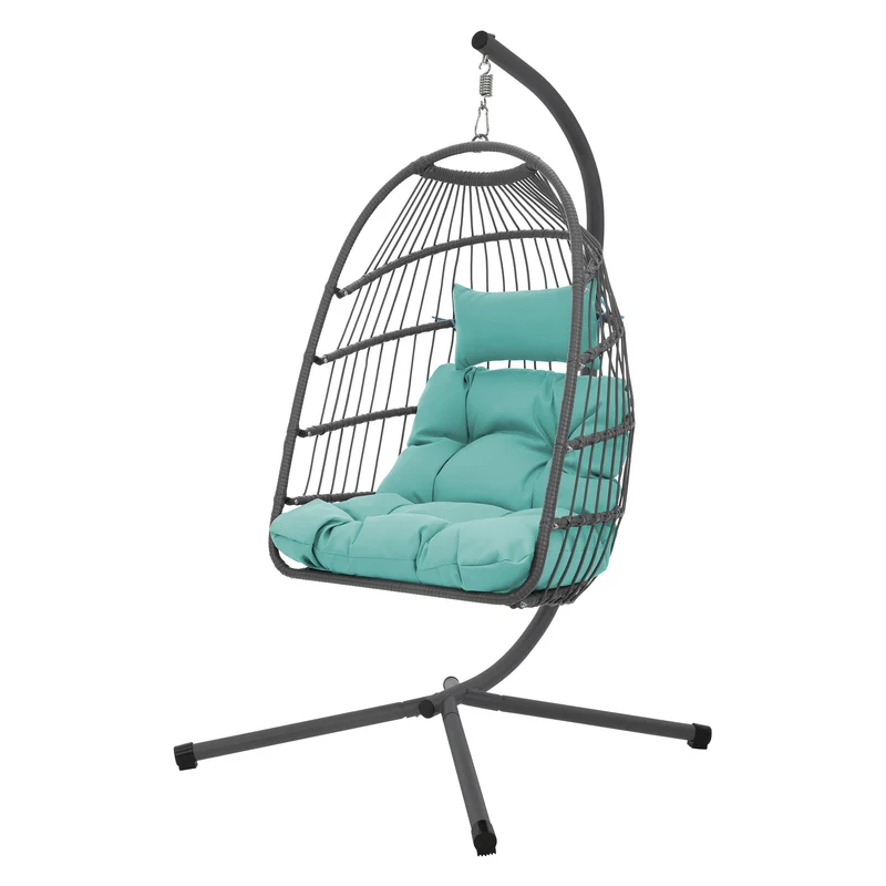 Hängesessel 100x105x195 cm aus Polyester mit Gestell und Kissen ML-Design