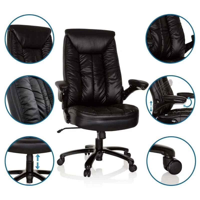B-Ware hjh OFFICE XXL Drehstuhl INSTRUCTOR III Leder ergonomisch klappbare Armlehnen