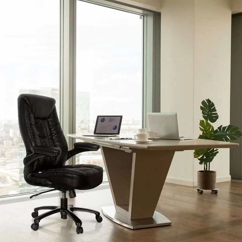 B-Ware hjh OFFICE XXL Drehstuhl INSTRUCTOR III Leder ergonomisch klappbare Armlehnen