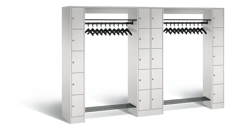 Offene Garderobe mit Fächerschränken – robuste Stahlgarderobe, 20 Fächer