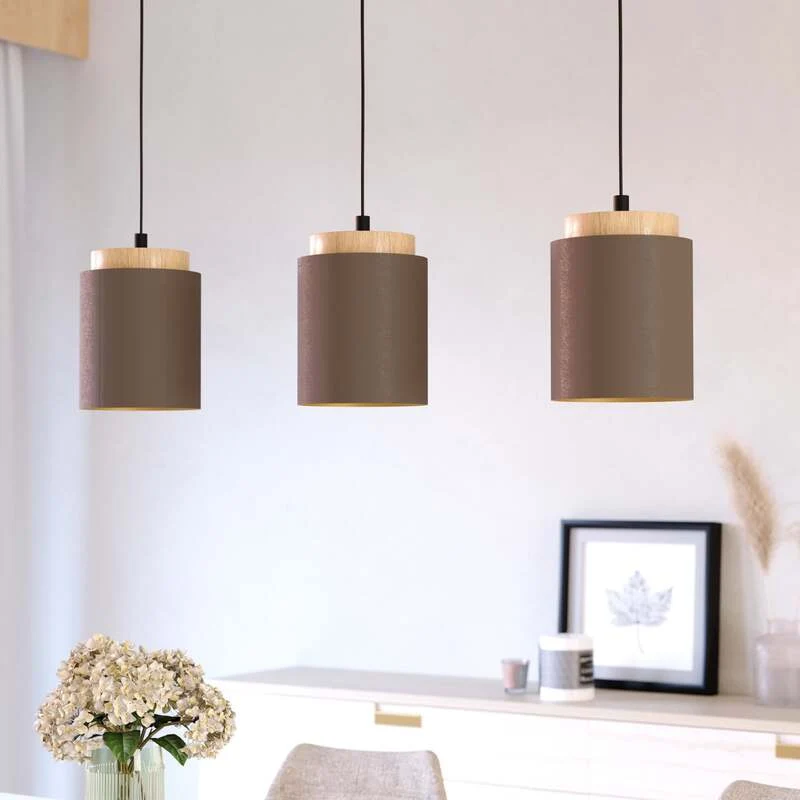 B-Ware Eglo Hängelampe Hängeleuchte Albariza LED Pendelleuchte dimmbar braun 3-flammig