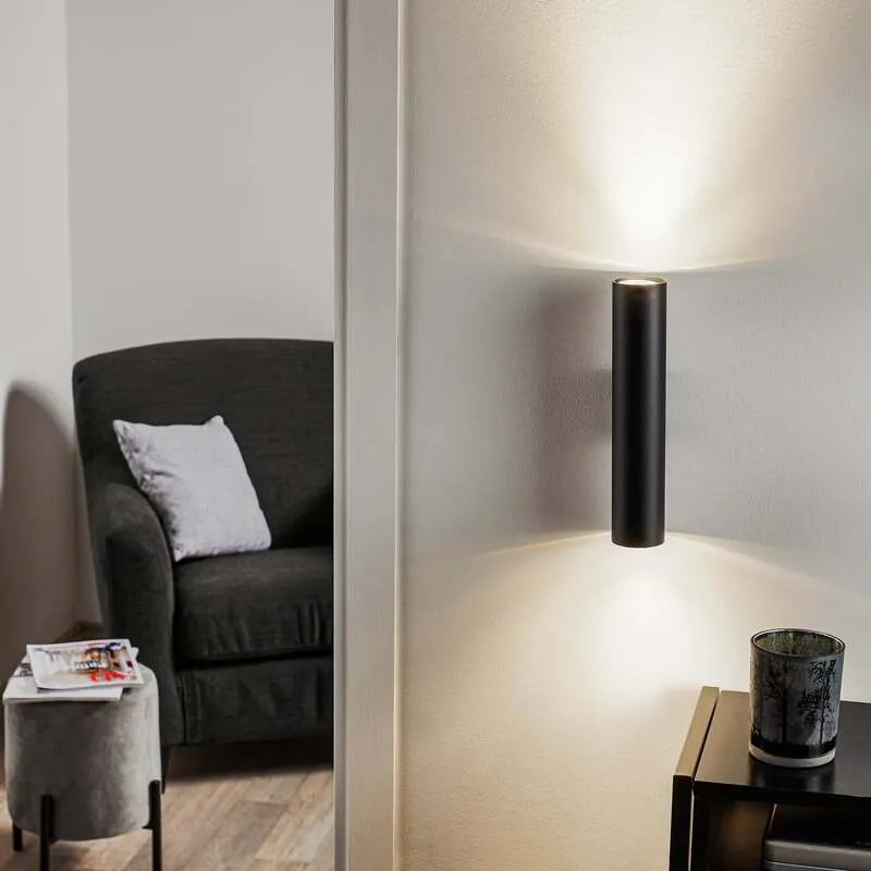 B-Ware Wandleuchte Tube up/down schwarz LED Wandlampe dimmbar Stahl 30cm 2x40W IP20
