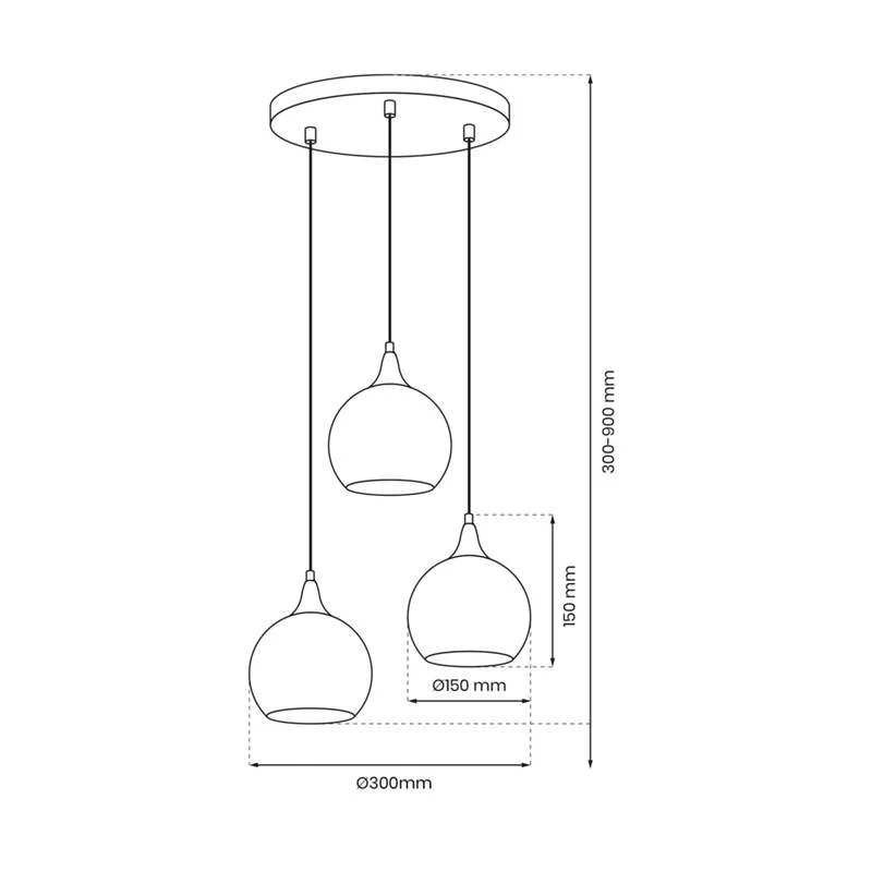 B-Ware Hängeleuchte Monte 3-flammig silber E27 60W variabel 30-90 cm Milagro