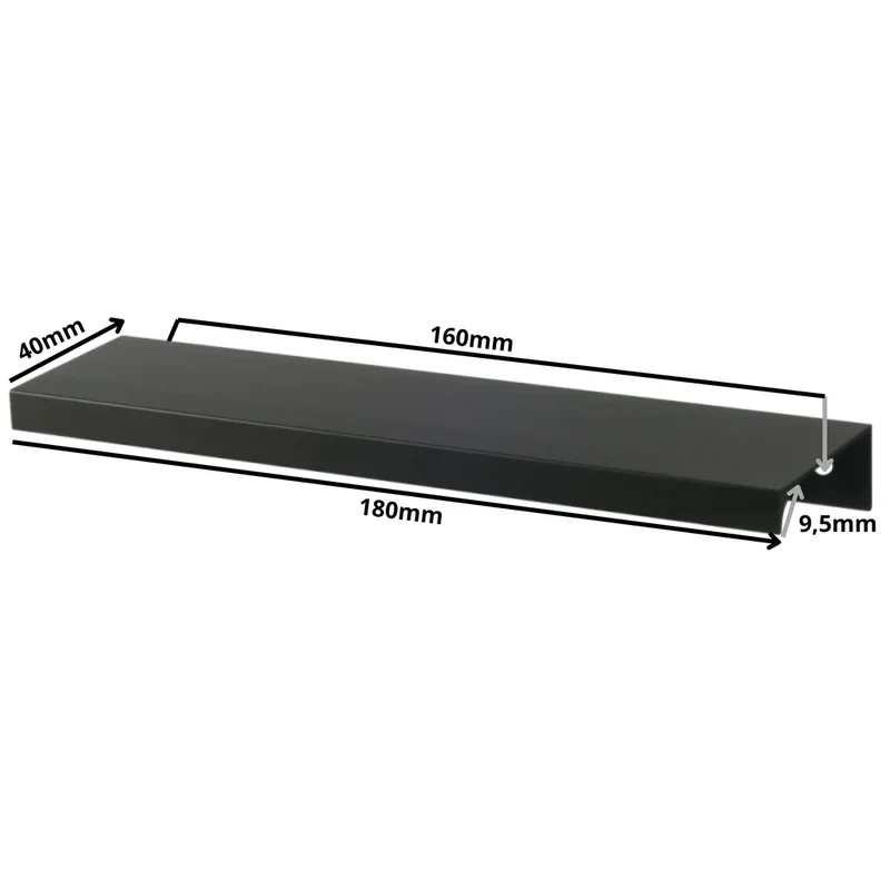 Edge Grip Rundprofil-Griff 160mm (180mm Gesamtlänge) - Schwarz Matt