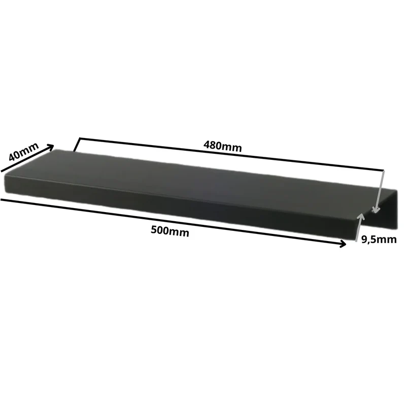 Edge Grip Rundprofil-Griff 480mm (500mm Gesamtlänge) - Schwarz Matt
