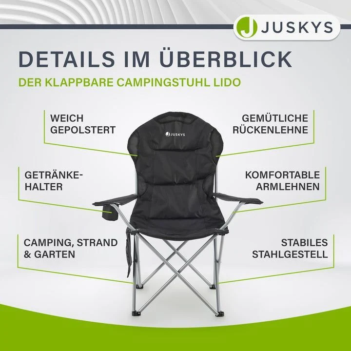 B-Ware Campingstuhl Lido Klappstuhl gepolstert mit Getränkehalter und Tasche leicht 78