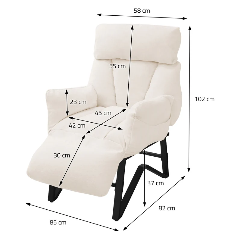 Relaxsessel in Leinen-Optik mit Armlehne & Liegefunktion ML-Design
