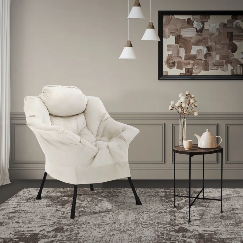 Relaxsessel Loungesessel mit Armlehnen und dickem Kopfkissen und Metallgestell bis 120 kg ML-Design