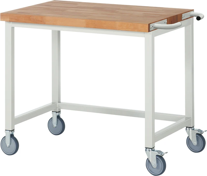 Fahrbare Werkbank mit Buchen-Arbeitsplatte B1000xT700xH880 mm Fachlast 450 kg