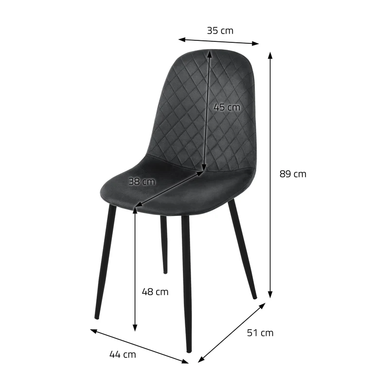 Esszimmerstuhl 4er Set Rauten Steppung mit Rückenlehne Küchenstuhl mit Microfaser-Samtbezug ML-Design
