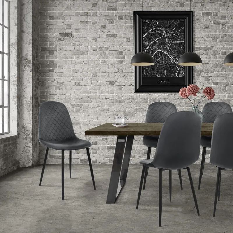 Esszimmerstuhl 4er Set Rauten Steppung mit Rückenlehne Küchenstuhl mit Microfaser-Samtbezug ML-Design