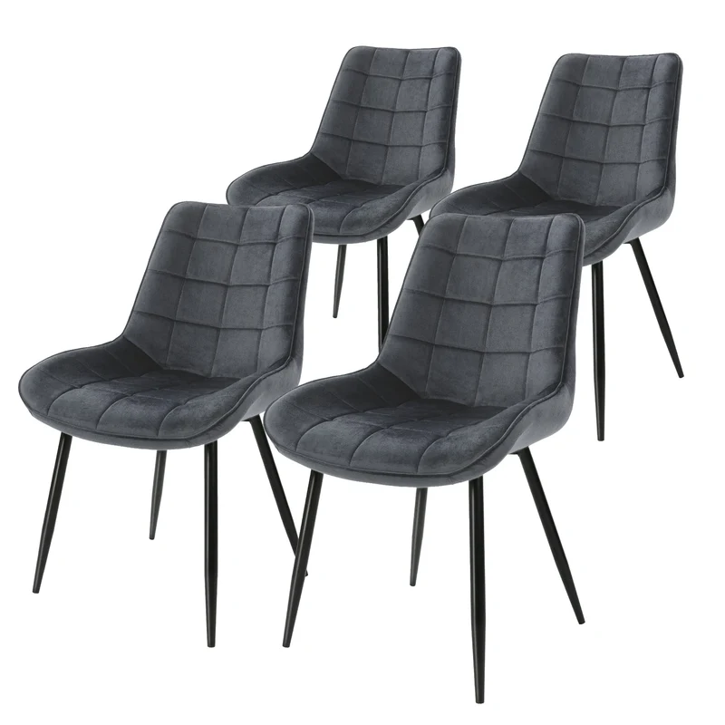 Esszimmerstuhl Set Quadrat Steppung Samtbezug mit Metallbeinen inkl. Montagematerial ML-Design