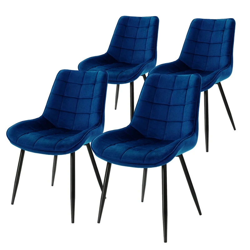 Esszimmerstuhl Set Quadrat Steppung Samtbezug mit Metallbeinen inkl. Montagematerial ML-Design