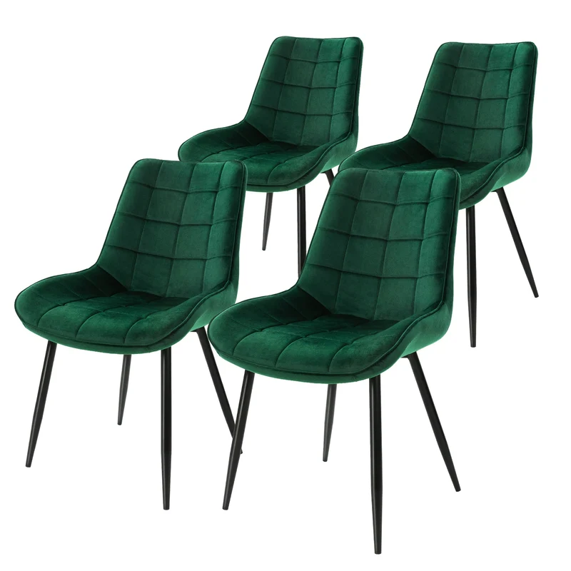 Esszimmerstuhl Set Quadrat Steppung Samtbezug mit Metallbeinen inkl. Montagematerial ML-Design