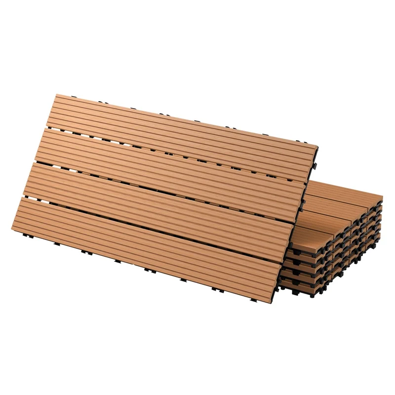 Terrassenfliesen 60x30 cm 6er Set für 1m² Hellbraun aus WPC