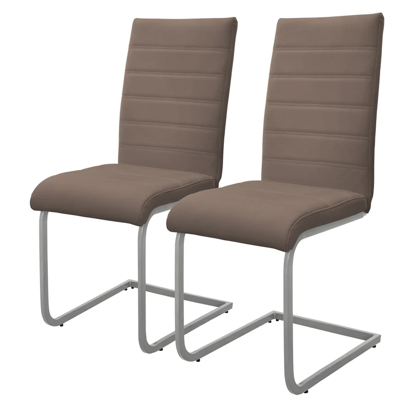 Esszimmerstuhl Freischwinger 2er Set mit Rückenlehne Kunsterlederbezug ML-Design
