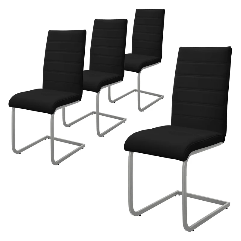 Esszimmerstuhl Freischwinger 2er Set mit Rückenlehne Kunsterlederbezug ML-Design