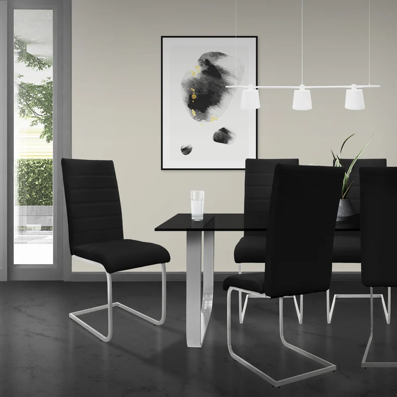 Esszimmerstuhl Freischwinger 2er Set mit Rückenlehne Kunsterlederbezug ML-Design