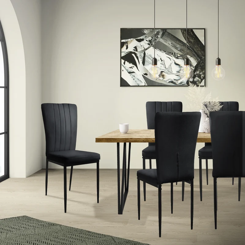 Esszimmerstuhl 4er Set mit Samtbezug und Metallbeinen Küchenstuhl ML-Design