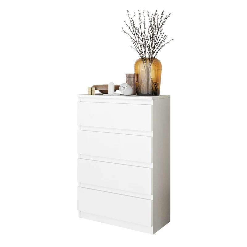 GABRIEL - Kommode / Sideboard mit 4 Schubladen - Weiß Matt H92cm B60cm T33cm