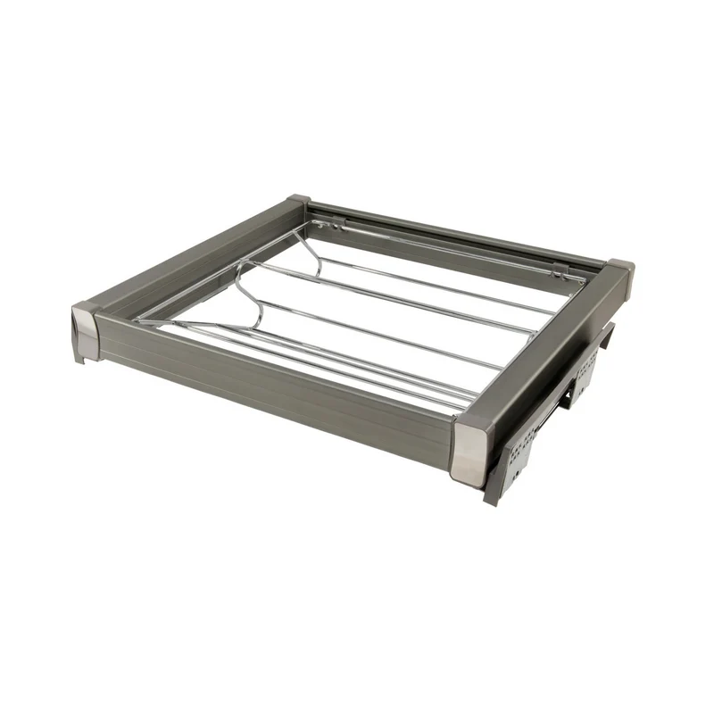 Ausziehbare Ablage für Schuhe 80cm Soft-Close - Chrom/Aluminium - Grau