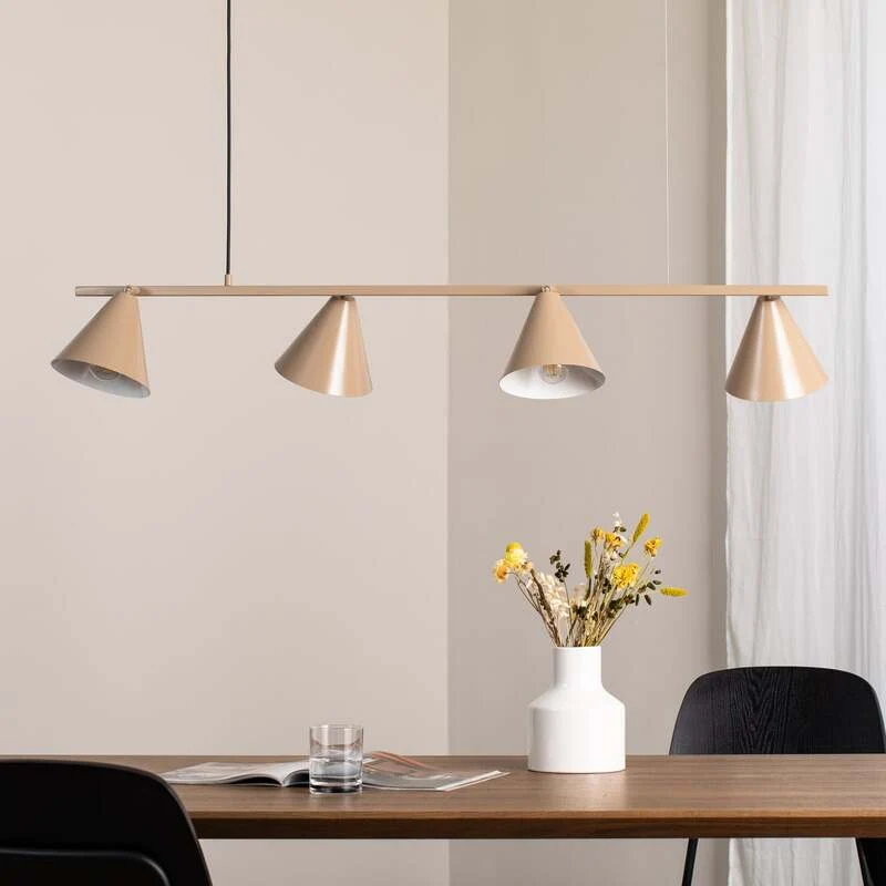 B-Ware Hängeleuchte Form 4 beige Metall 4-flammig E27 dimmbar 120 cm Aldex
