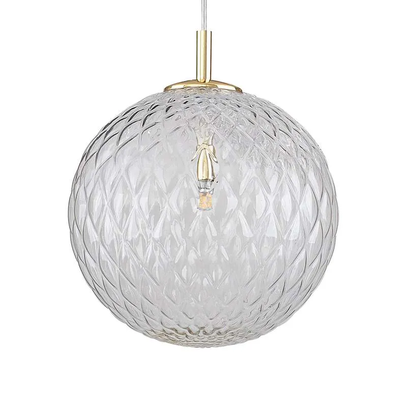 B-Ware Pendelleuchte Cadix Glas 30 cm einflammig klar gold dimmbar IP20 6 W G9