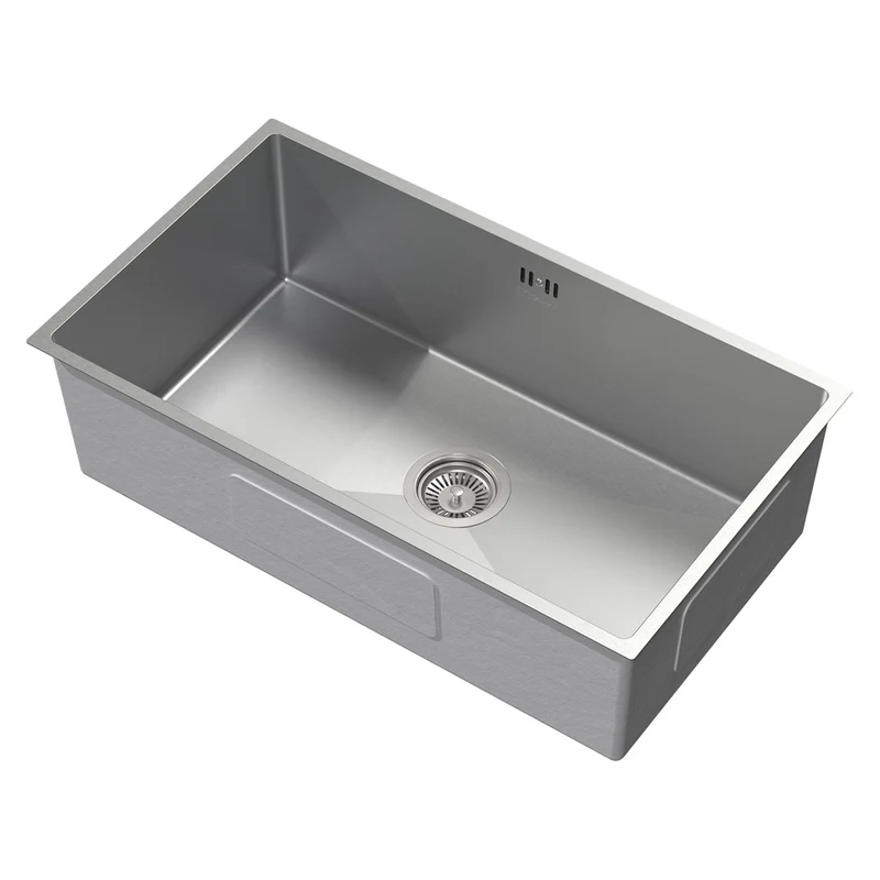 Einbauspüle 70x40 cm Silber mit Ablaufgarnitur und Überlauf aus Edelstahl ML-Design