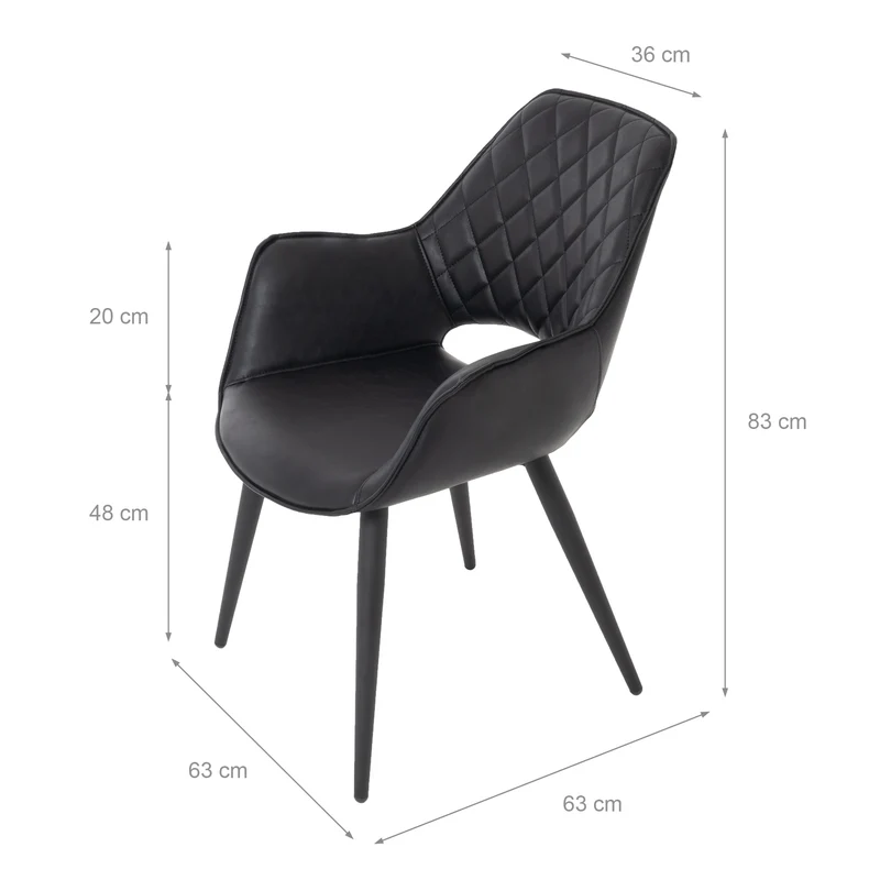 Esszimmerstuhl 2er Set mit kurzer Rückenlehne Raute Muster Lederoptik WOMO-Design