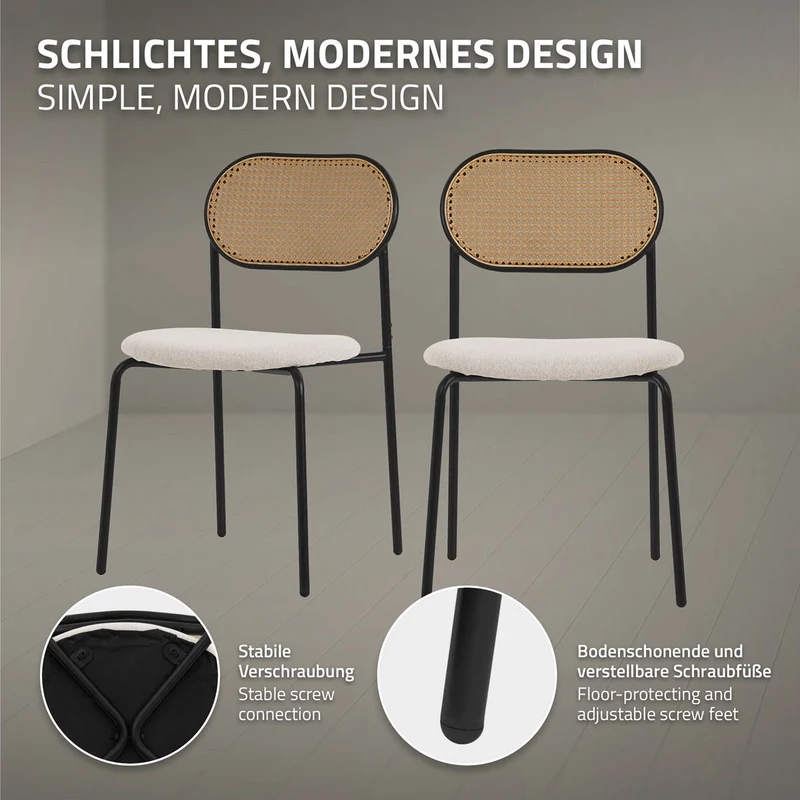 Esszimmerstuhl 2er Set in Rattan Optik mit Rückenlehne bis 120 Kg ML-Design