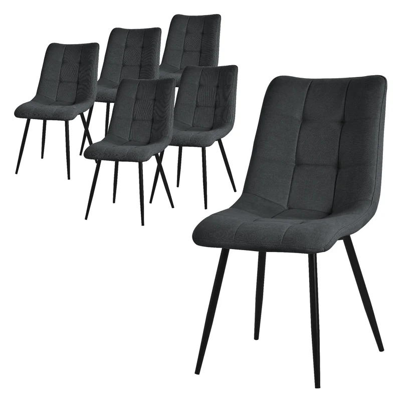 Esszimmerstuhl Küchenstuhl 2er Set mit Polyesterbezug und Stahlbeinen ML-Design