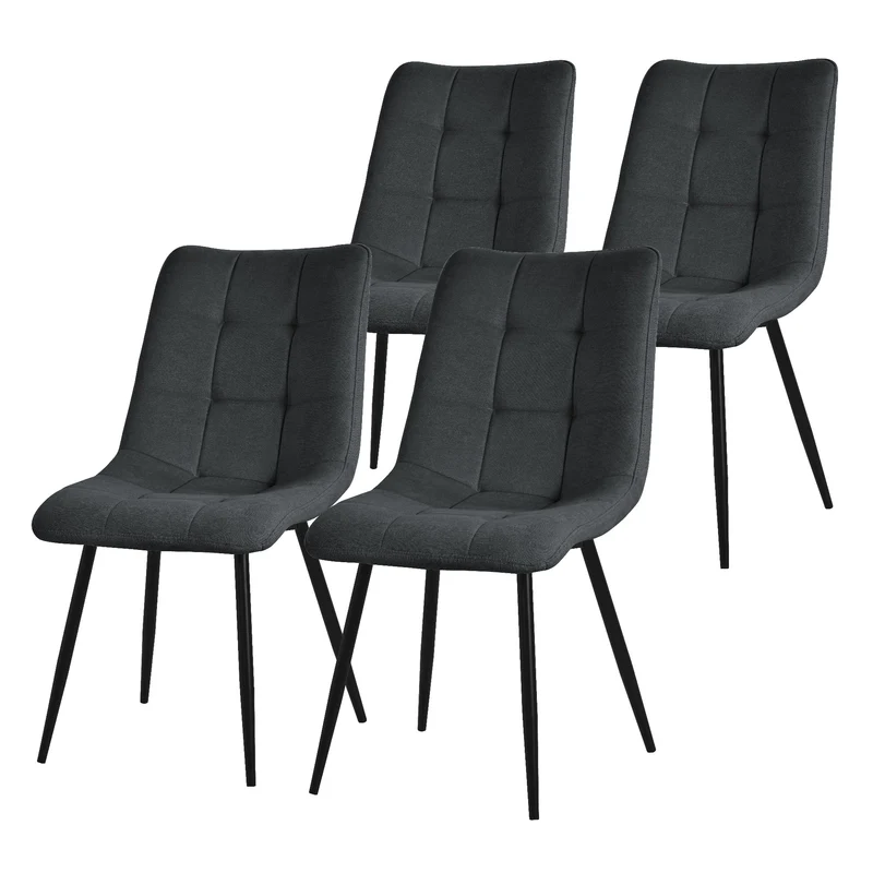Esszimmerstuhl Küchenstuhl 2er Set mit Polyesterbezug und Stahlbeinen ML-Design