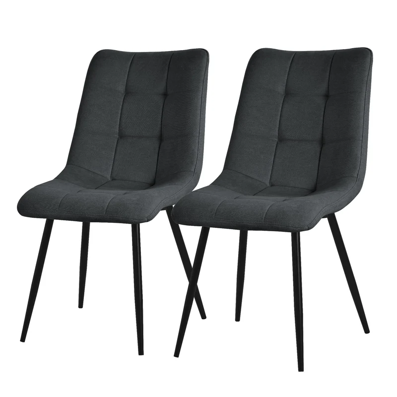 Esszimmerstuhl Küchenstuhl 2er Set mit Polyesterbezug und Stahlbeinen ML-Design