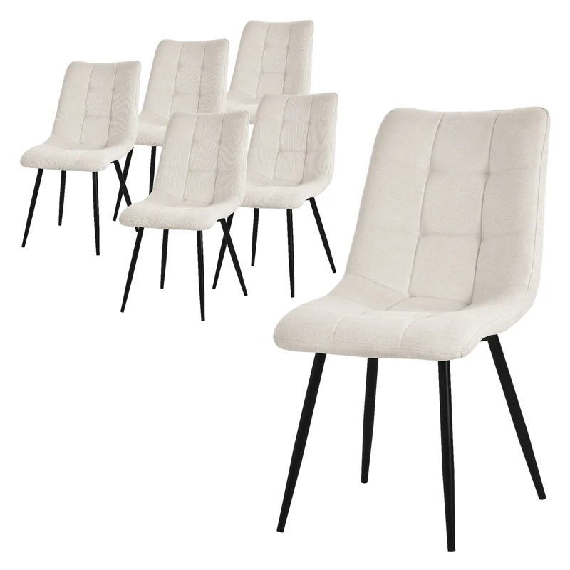 Esszimmerstuhl Küchenstuhl 2er Set mit Polyesterbezug und Stahlbeinen ML-Design