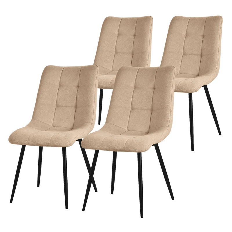 Esszimmerstuhl Küchenstuhl 2er Set mit Polyesterbezug und Stahlbeinen ML-Design