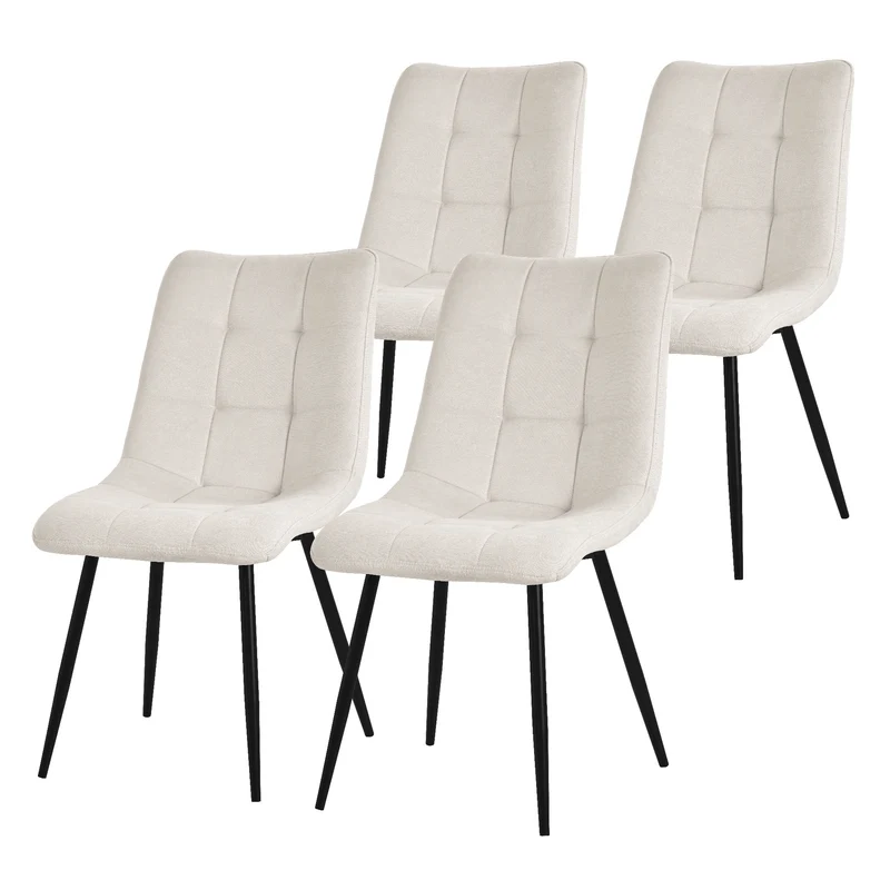 Esszimmerstuhl Küchenstuhl 2er Set mit Polyesterbezug und Stahlbeinen ML-Design