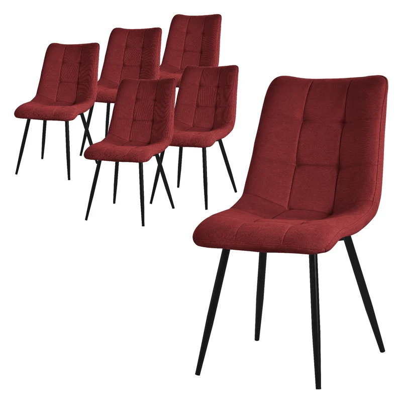 Esszimmerstuhl Küchenstuhl 2er Set mit Polyesterbezug und Stahlbeinen ML-Design