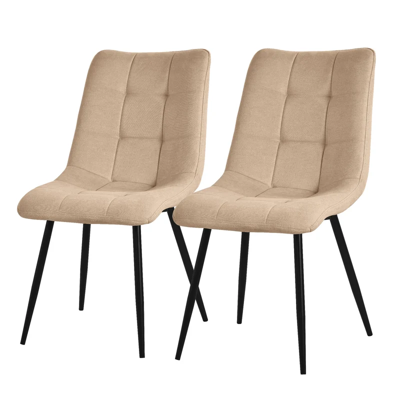 Esszimmerstuhl Küchenstuhl 2er Set mit Polyesterbezug und Stahlbeinen ML-Design