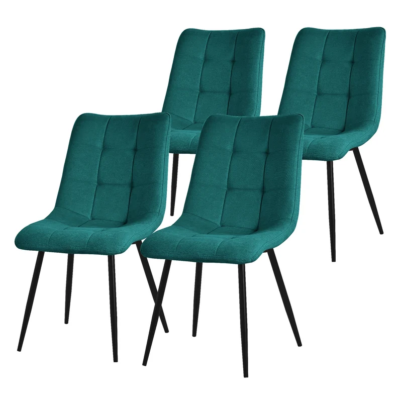 Esszimmerstuhl Küchenstuhl 2er Set mit Polyesterbezug und Stahlbeinen ML-Design
