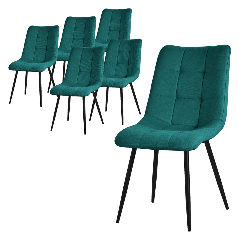 Esszimmerstuhl Küchenstuhl 2er Set mit Polyesterbezug und Stahlbeinen ML-Design