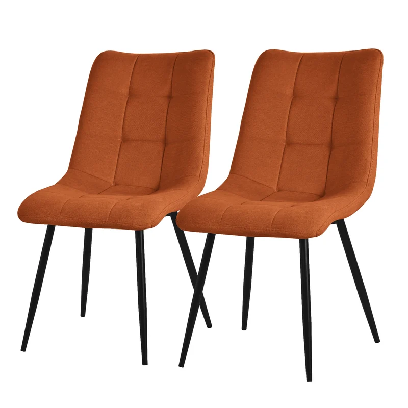 Esszimmerstuhl Küchenstuhl 2er Set mit Polyesterbezug und Stahlbeinen ML-Design