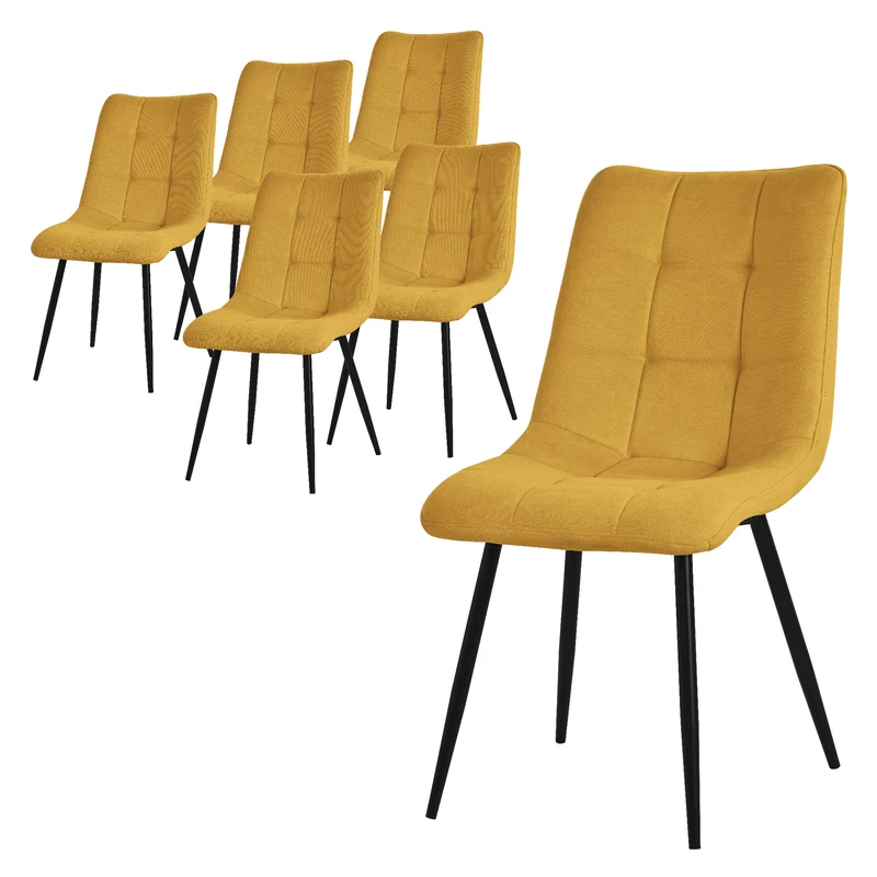 Esszimmerstuhl Küchenstuhl 2er Set mit Polyesterbezug und Stahlbeinen ML-Design