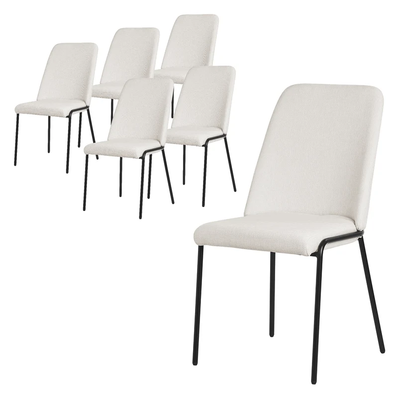 Esszimmerstuhl in Leinen Optik mit hoher Rückenlehne ML-Design