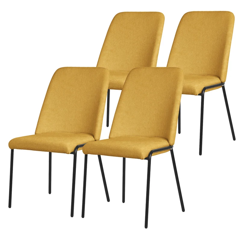 Esszimmerstuhl in Leinen Optik mit hoher Rückenlehne ML-Design